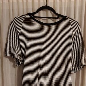 Banana Republic Black and White Striped Short Sleeve Tee